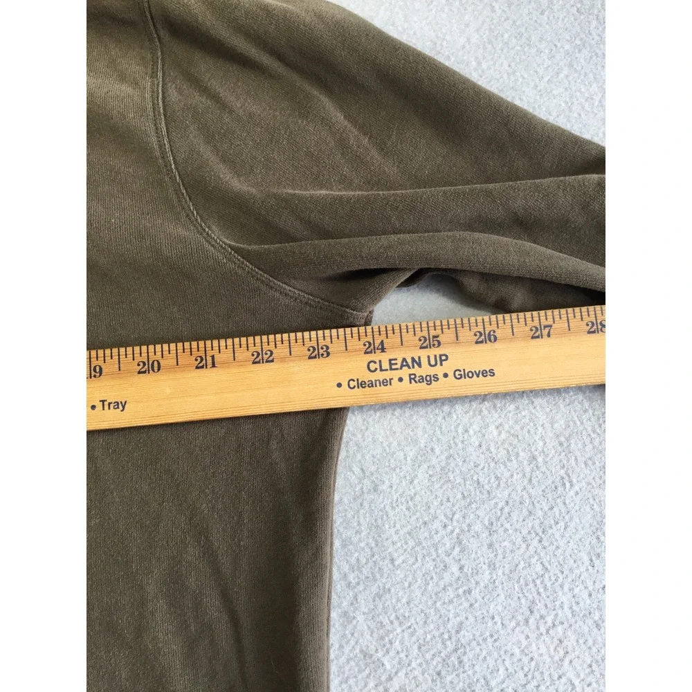 Banana Republic Core Temp Hoodie Mens Medium Olive Green Elbow Patch Pullover